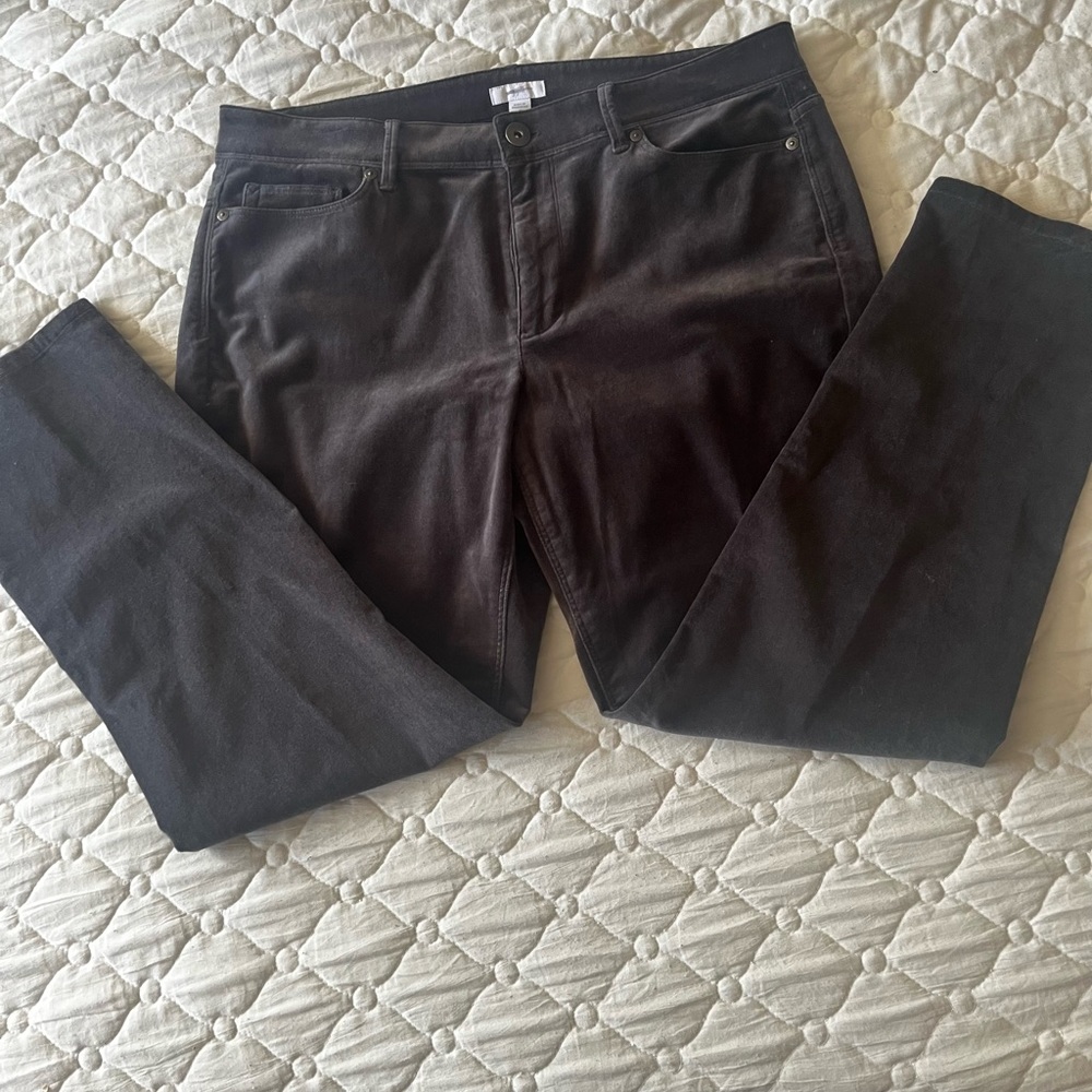 Grey velour pants.